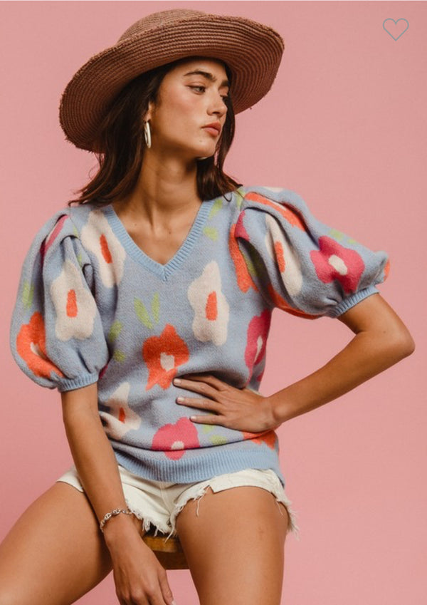 Floral Puff Sleeve