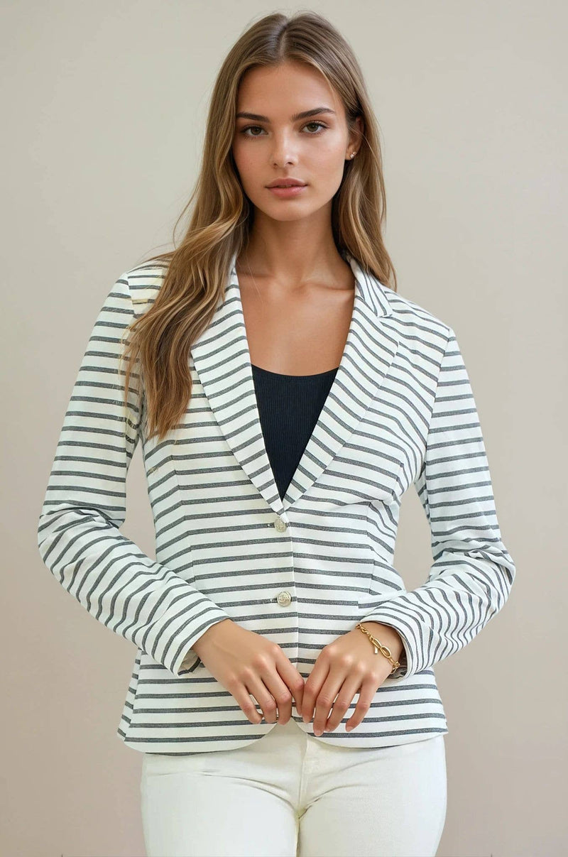 Summer Stripe One Button Blazer