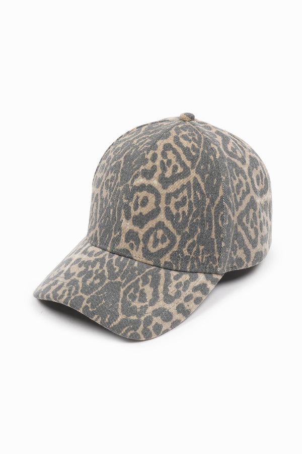 Washed Leopard Print 5 Panel Trucker Hat