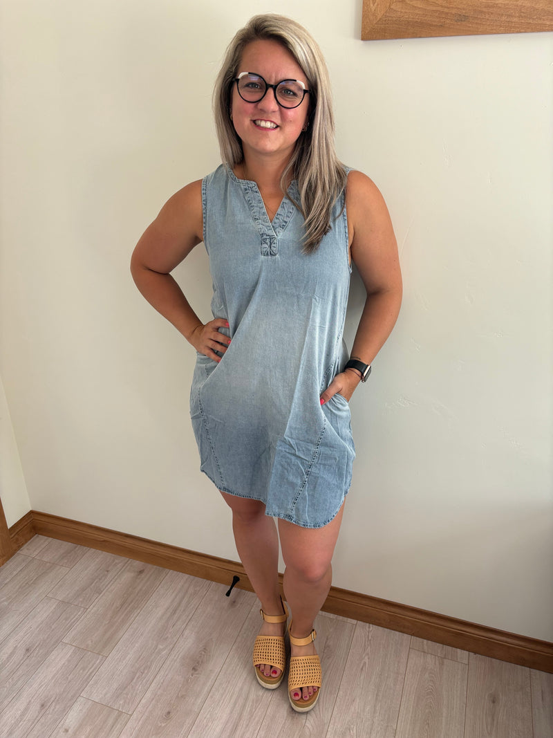 Light Wash Chambray Dress