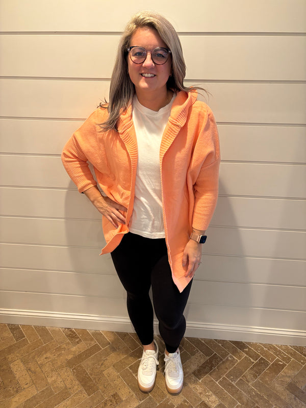 Fall soft knitted hooded sweater cardigan coat