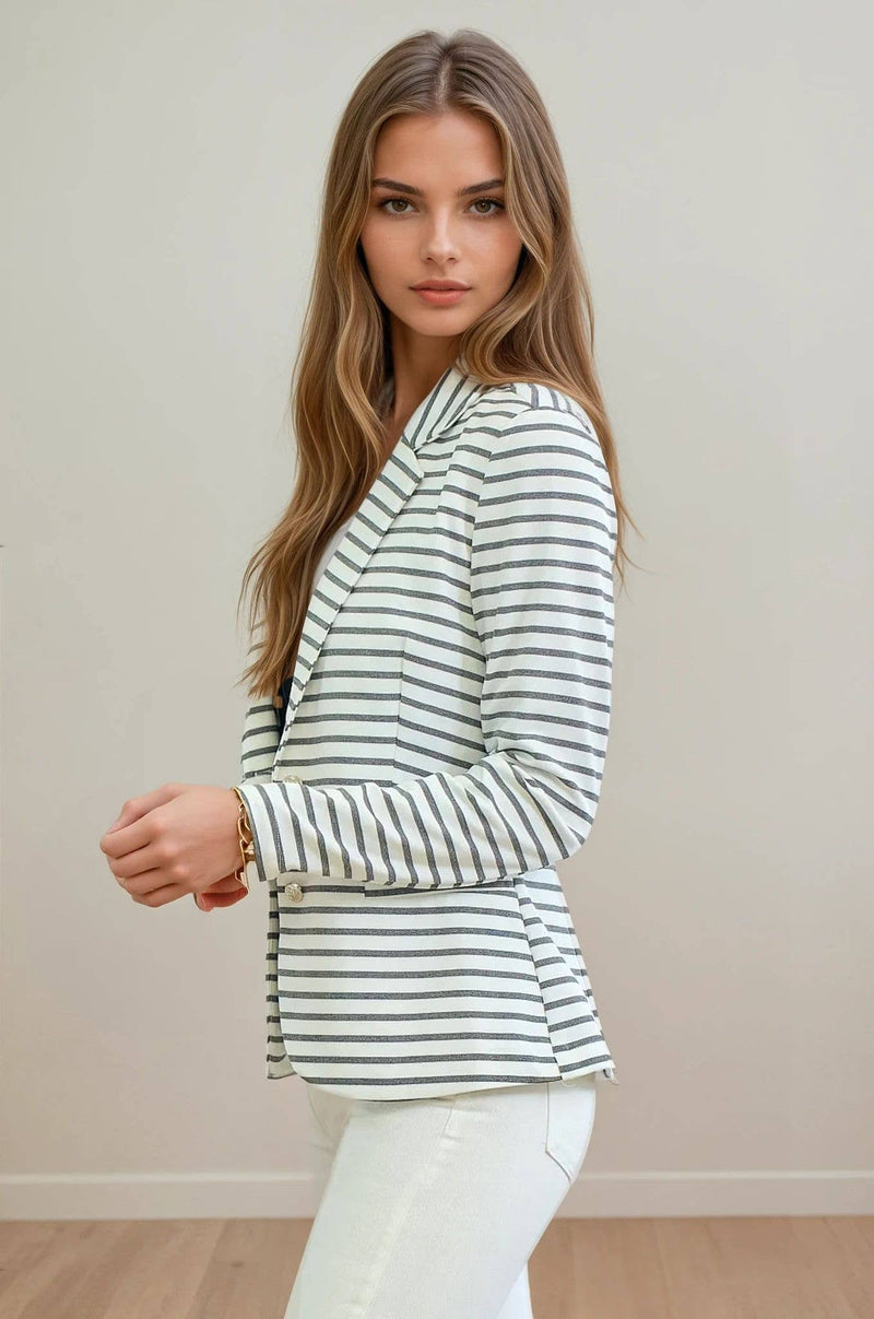 Summer Stripe One Button Blazer