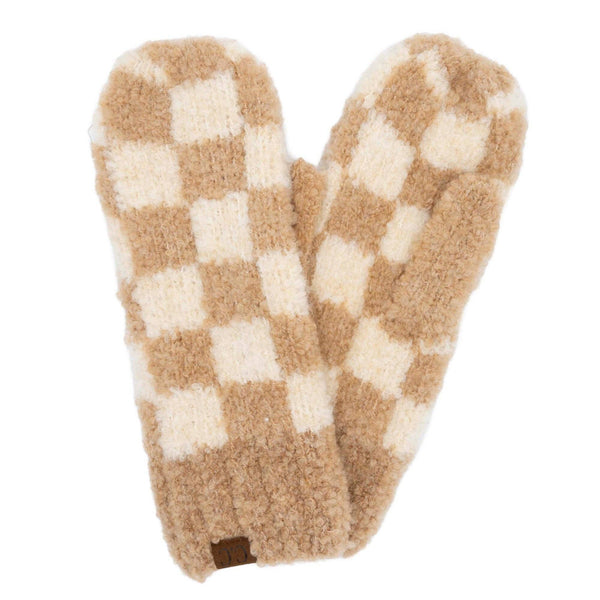 CC Checkered Boucle Women's Soft Mittens