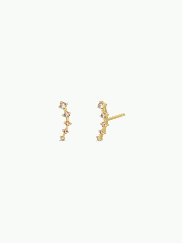 Crawler - Champagne CZ - Gold Earrings