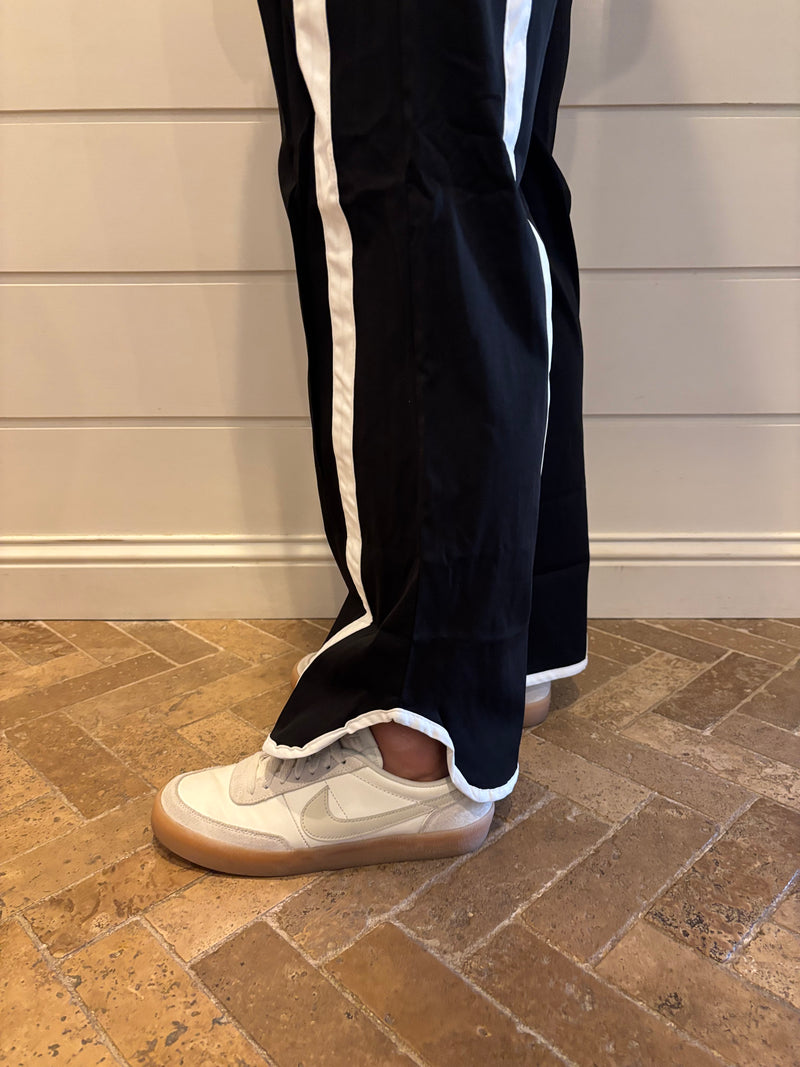Y2k drawstring stripe contrast workout wide-leg pants