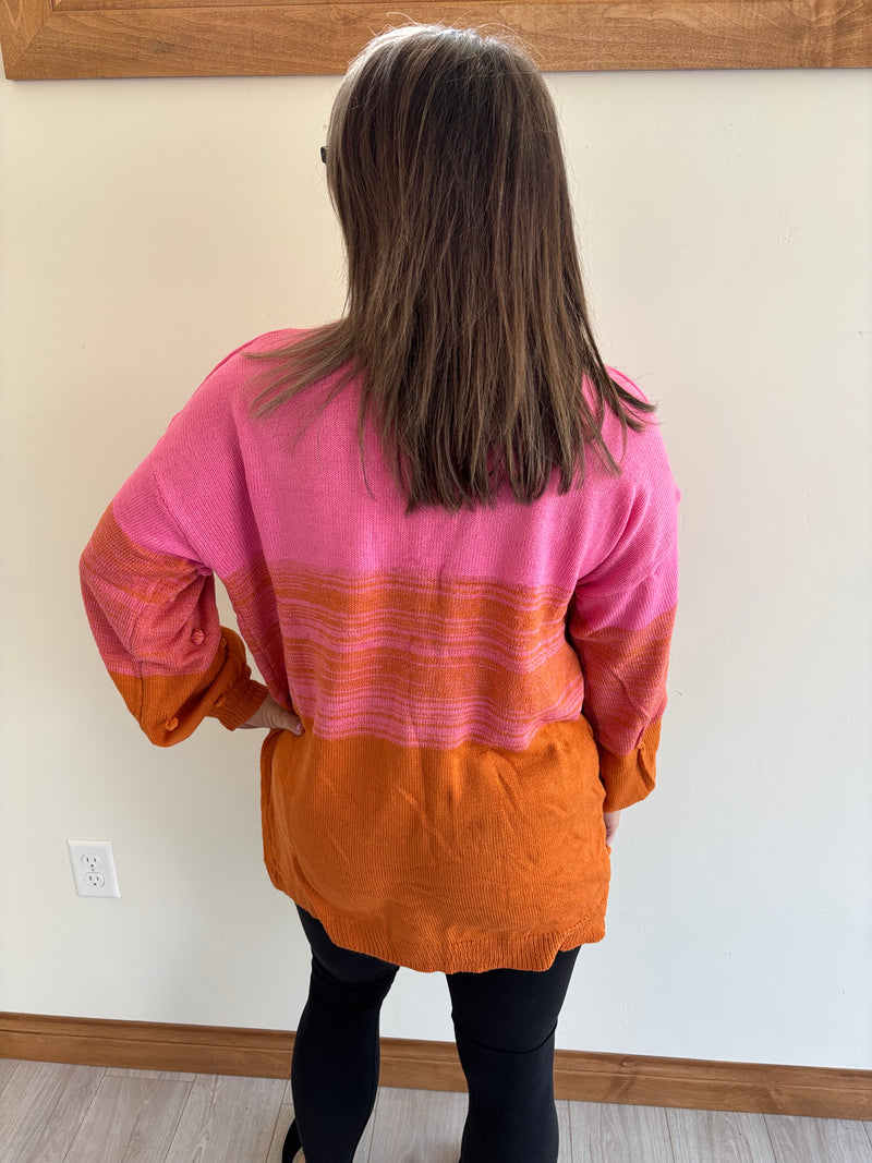 Pink and Orange Ombre Cardigan