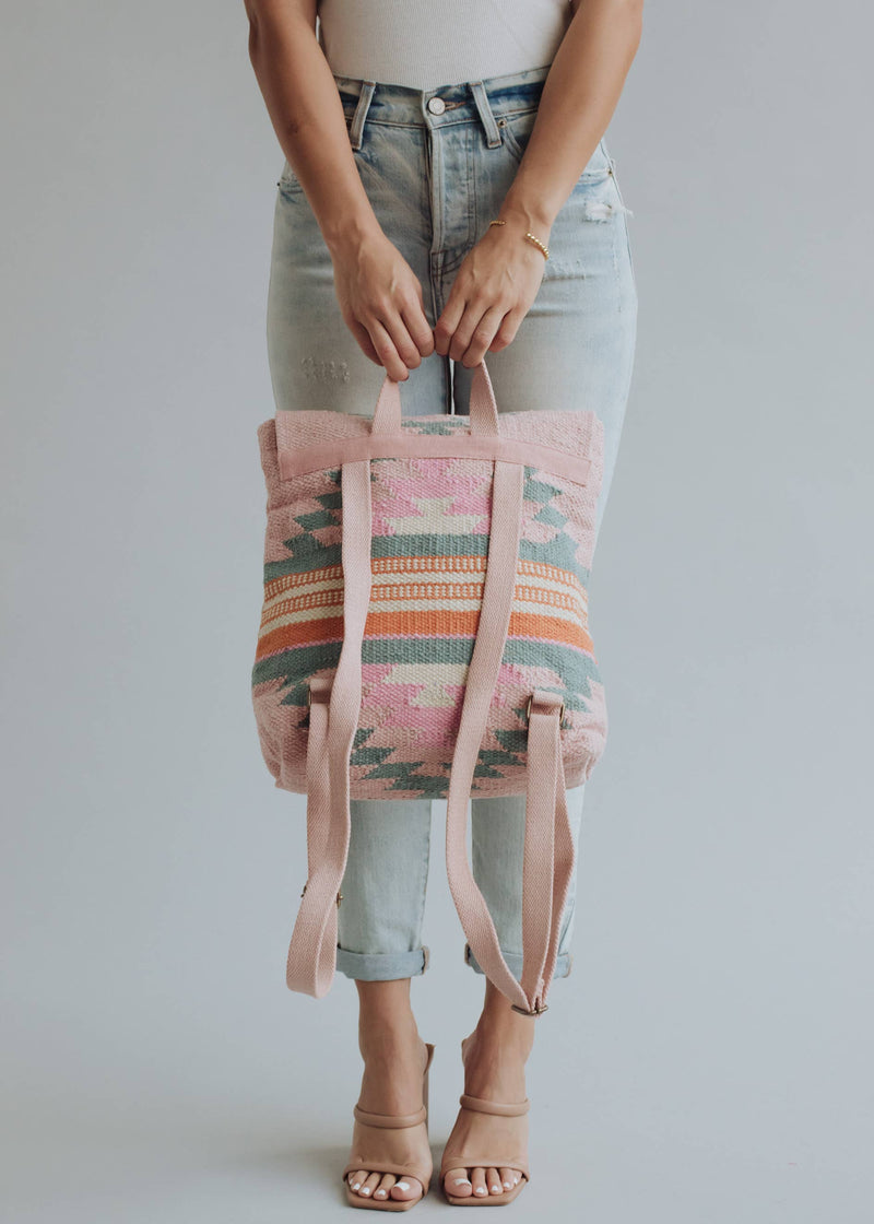 Pink, Orange & Slate Aztec Backpack