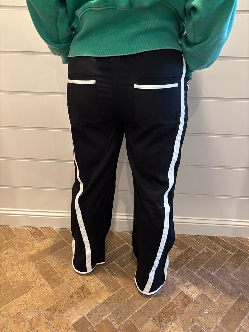 Y2k drawstring stripe contrast workout wide-leg pants