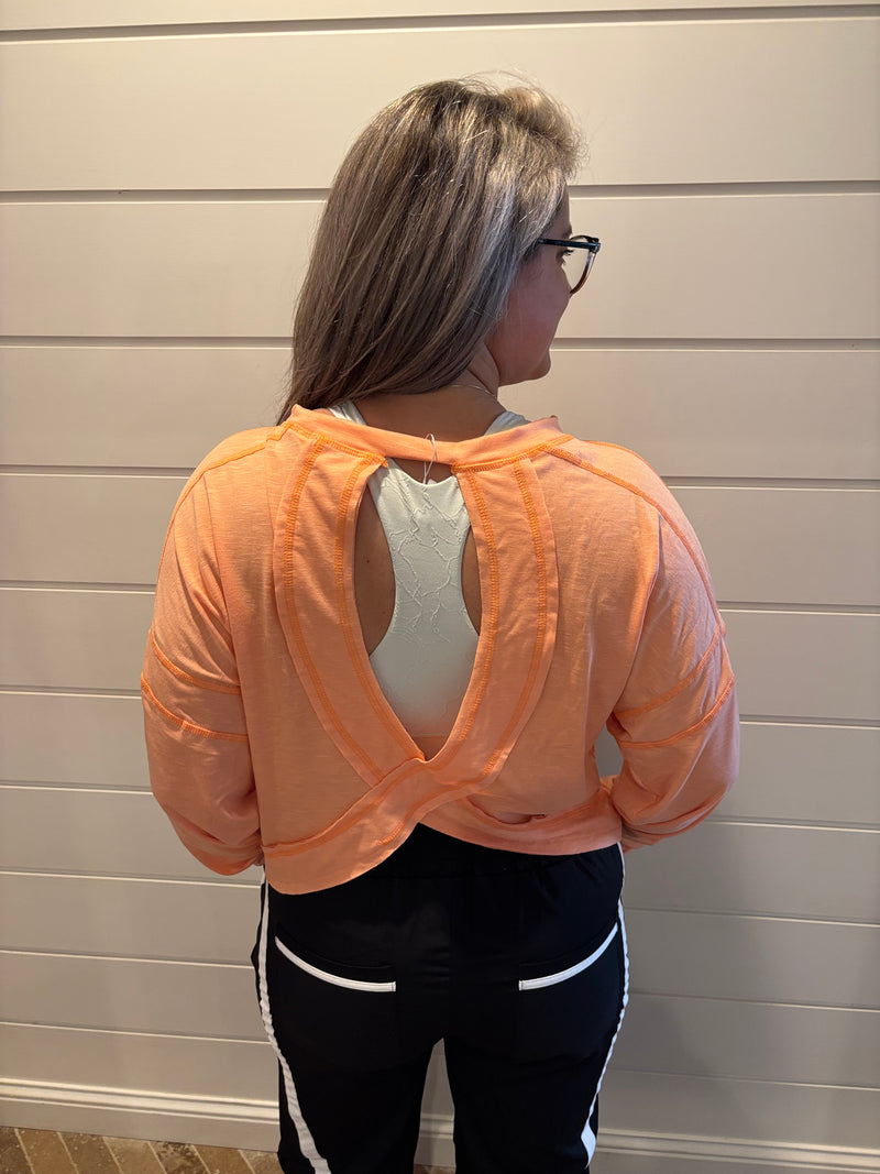 Cut-Out Backless Long Sleeve Sports Sweatshirt