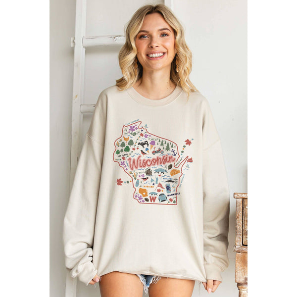 WISCONSIN FAVORITES Oversized Graphic Sweatshirt