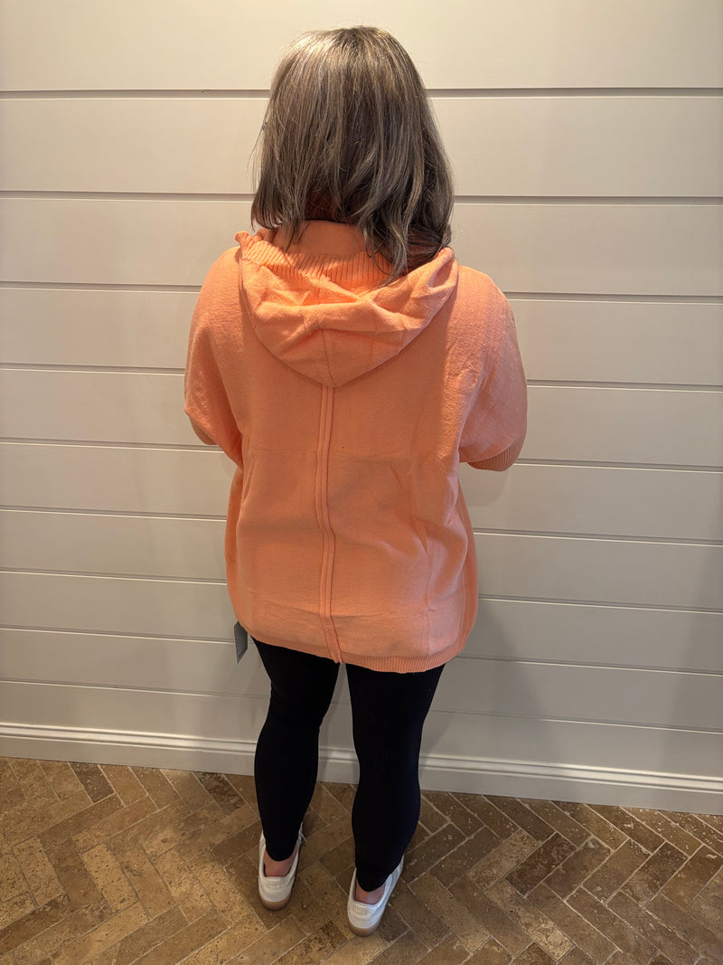 Fall soft knitted hooded sweater cardigan coat