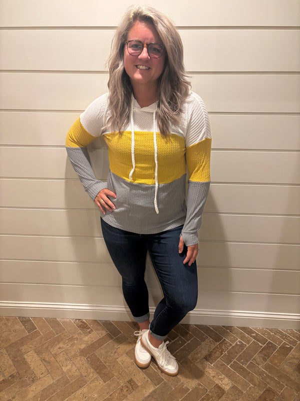 Thumb Hole Colorblock Hoodie Sweatshirt