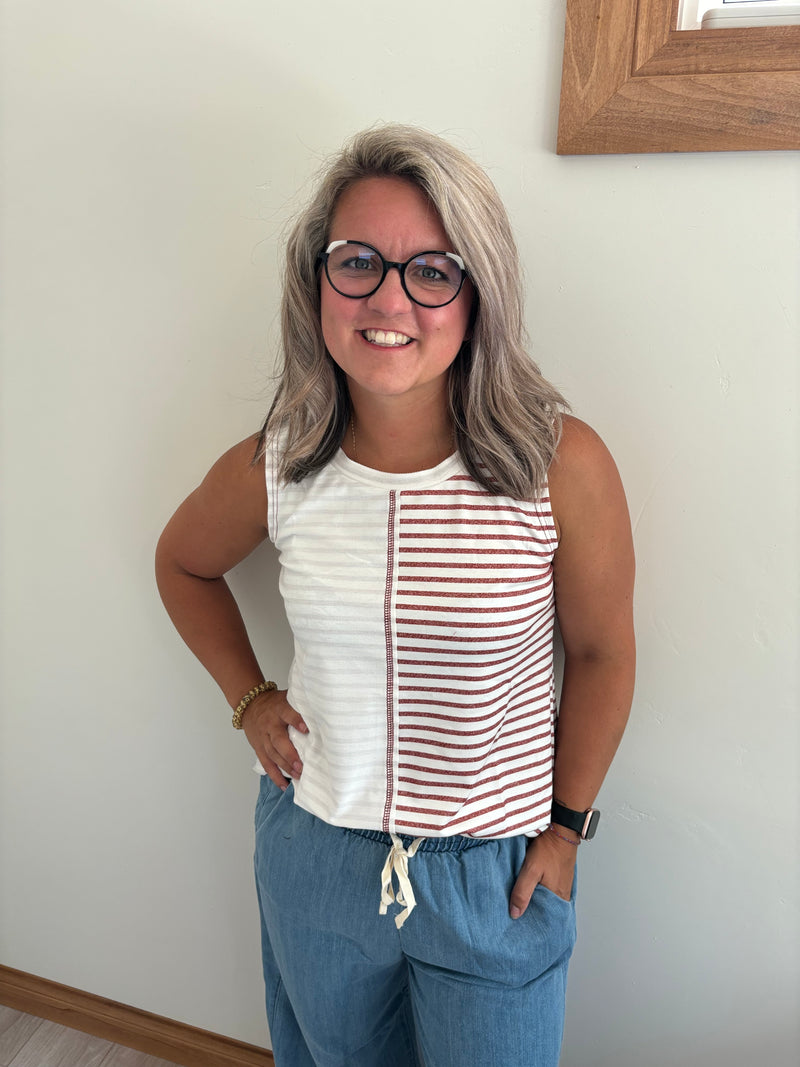 Stripe Colorblock Knit Tank Top