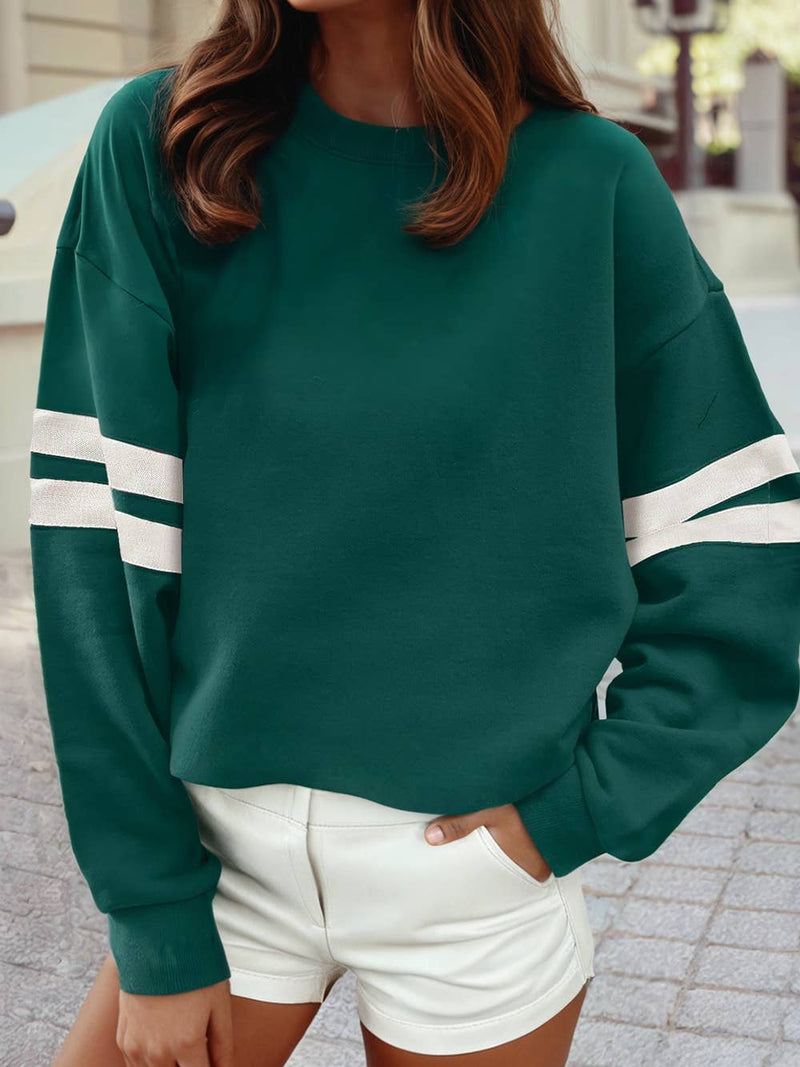Varsity Striped Detail Drop Shoulder Oversized Sweatshirt