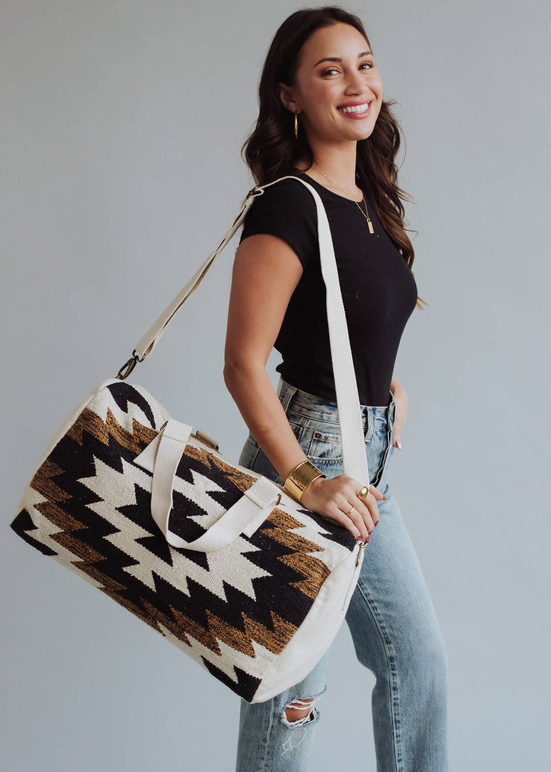 Black, White & Brown Aztec Duffel