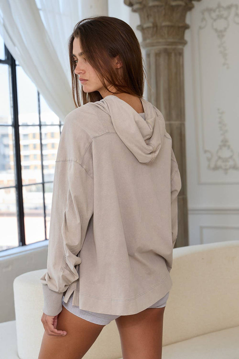 IT2401A Drawstring High Neck Oversized Hoodie