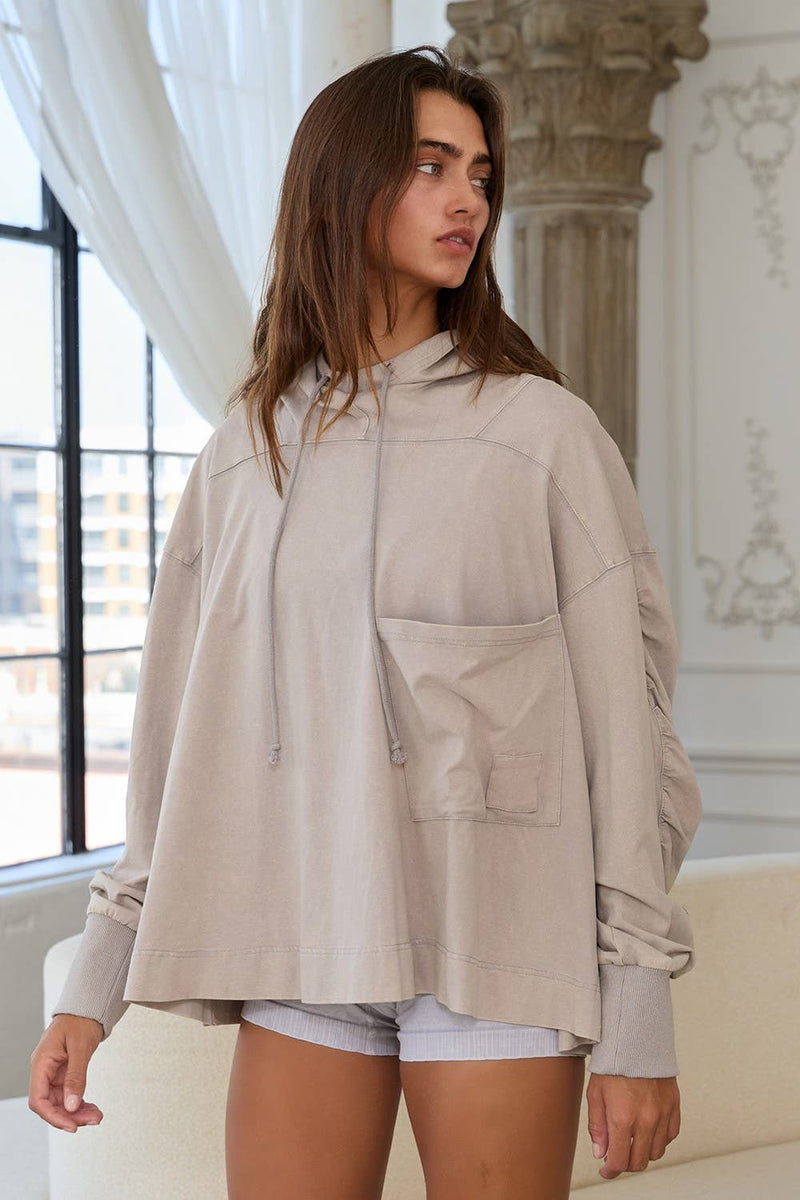 IT2401A Drawstring High Neck Oversized Hoodie