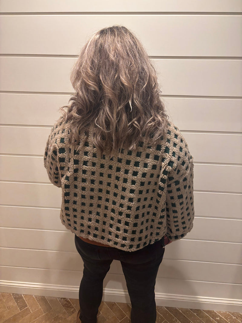 Checkered Gingham Sherpa Jacket