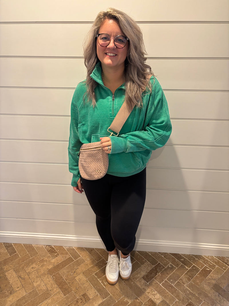 Green Quarter Zip Sweatshirt