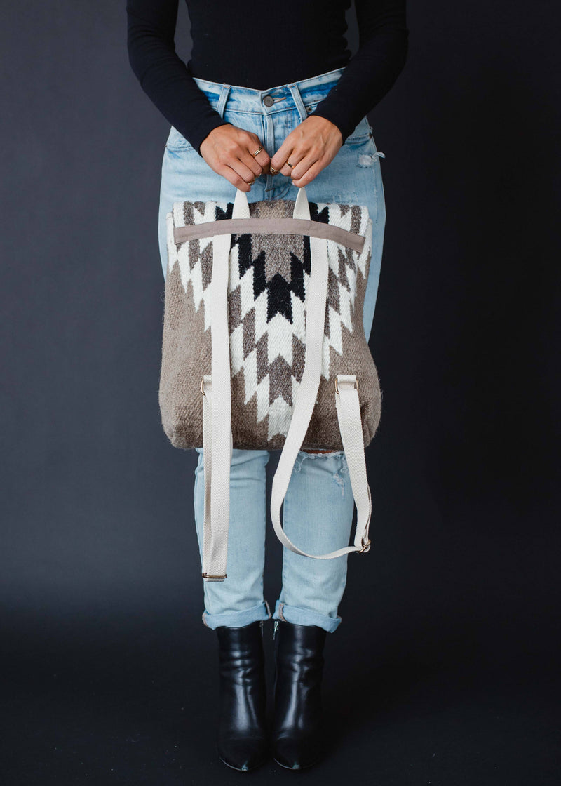 Taupe, Cream & Black Aztec Backpack