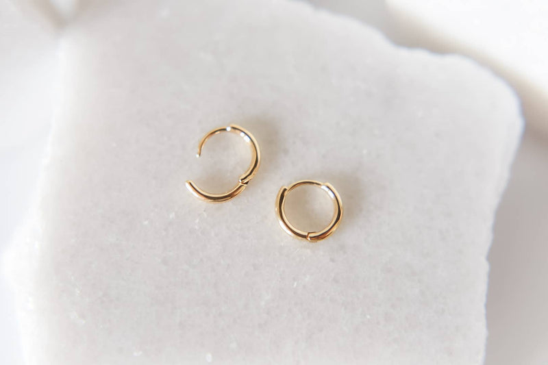 The Nia gold plated dainty hoops -huggies- hypoallergenic