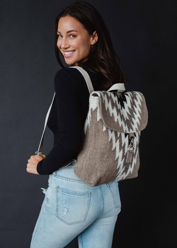 Taupe, Cream & Black Aztec Backpack