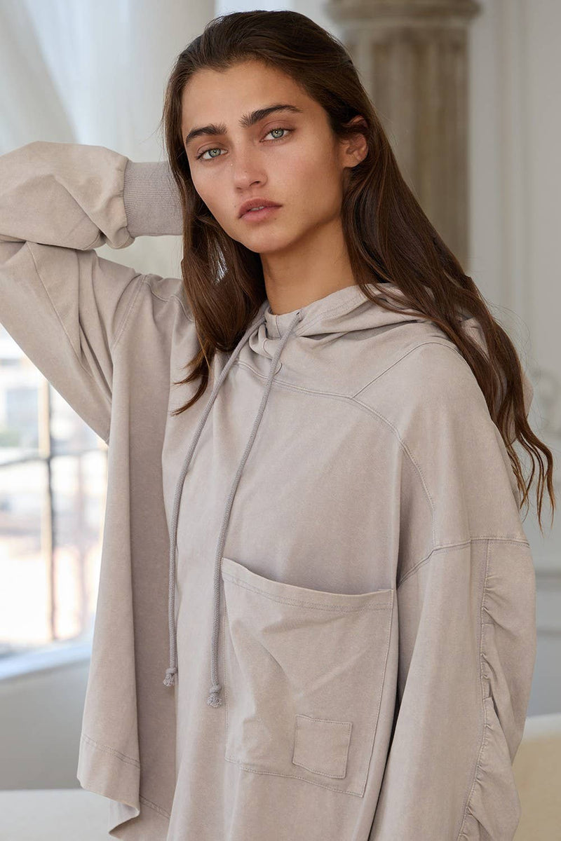 IT2401A Drawstring High Neck Oversized Hoodie