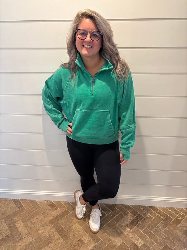 Green Quarter Zip Sweatshirt