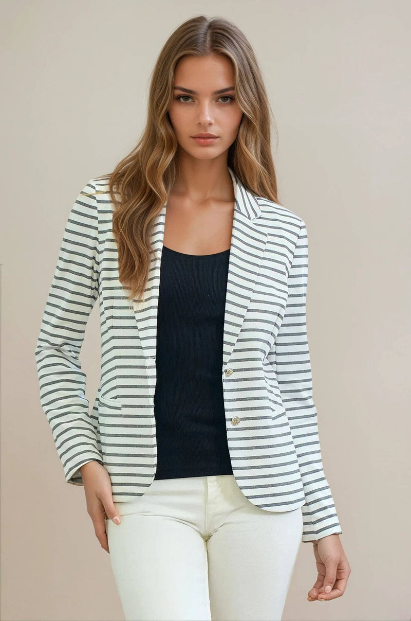 Summer Stripe One Button Blazer