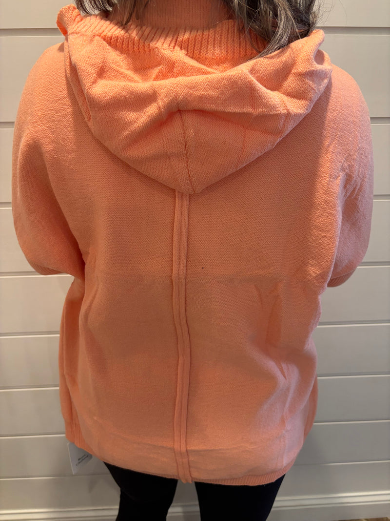 Fall soft knitted hooded sweater cardigan coat