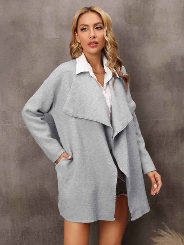 Wide Lapel Knit Open Cardigan SZ53-SW9138