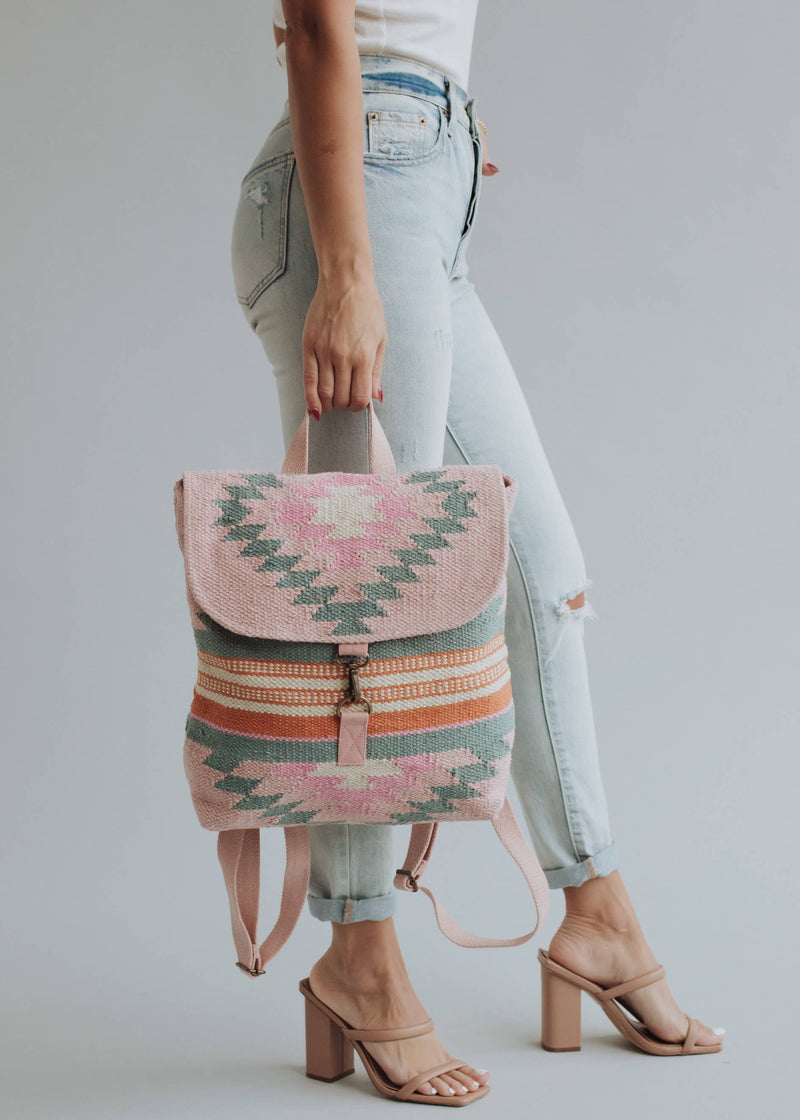 Pink, Orange & Slate Aztec Backpack