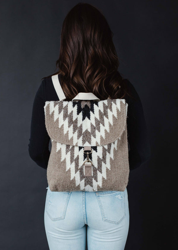 Taupe, Cream & Black Aztec Backpack