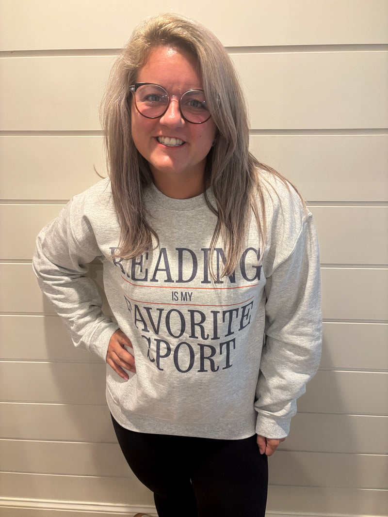 Reading Is My Favorite Sport Graphic Sweatshirt