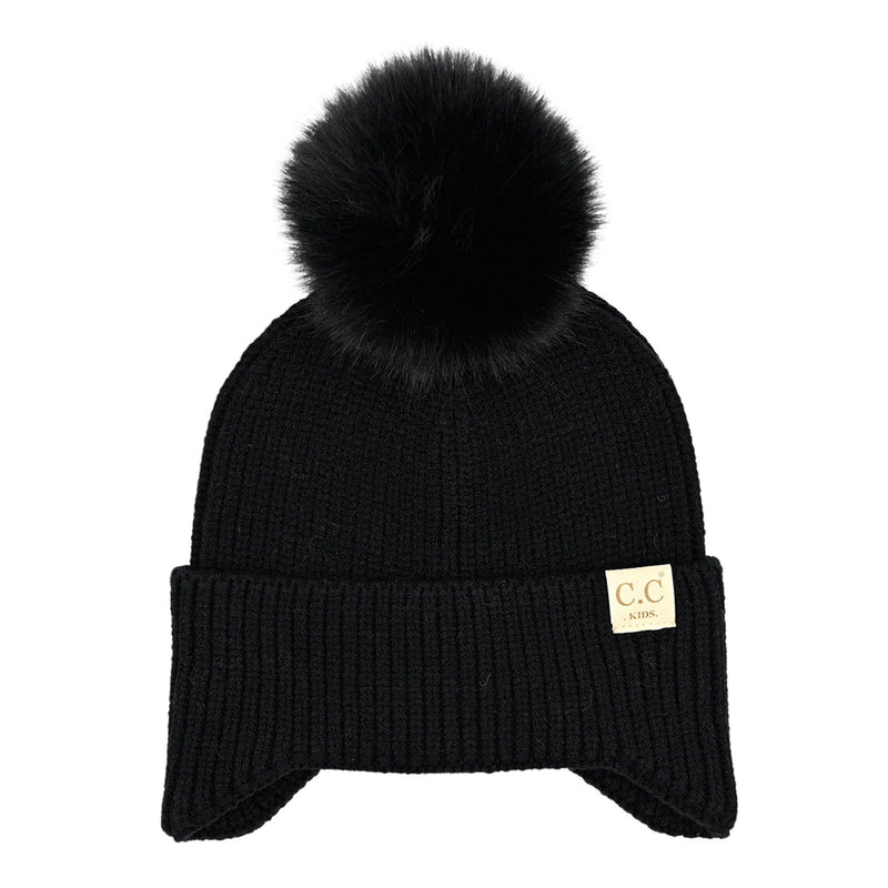 CC Toasty and Warm Pom Ear Flap Kids Beanie