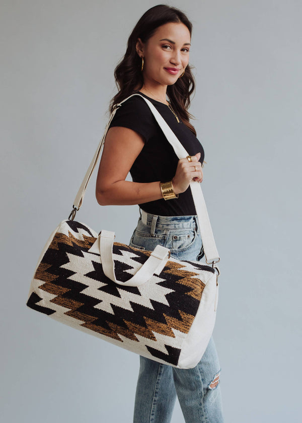 Black, White & Brown Aztec Duffel