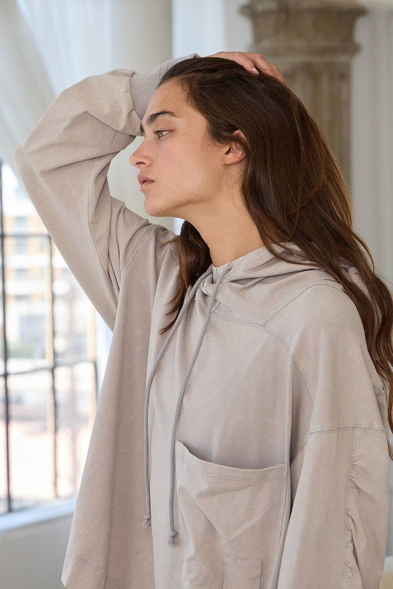 IT2401A Drawstring High Neck Oversized Hoodie