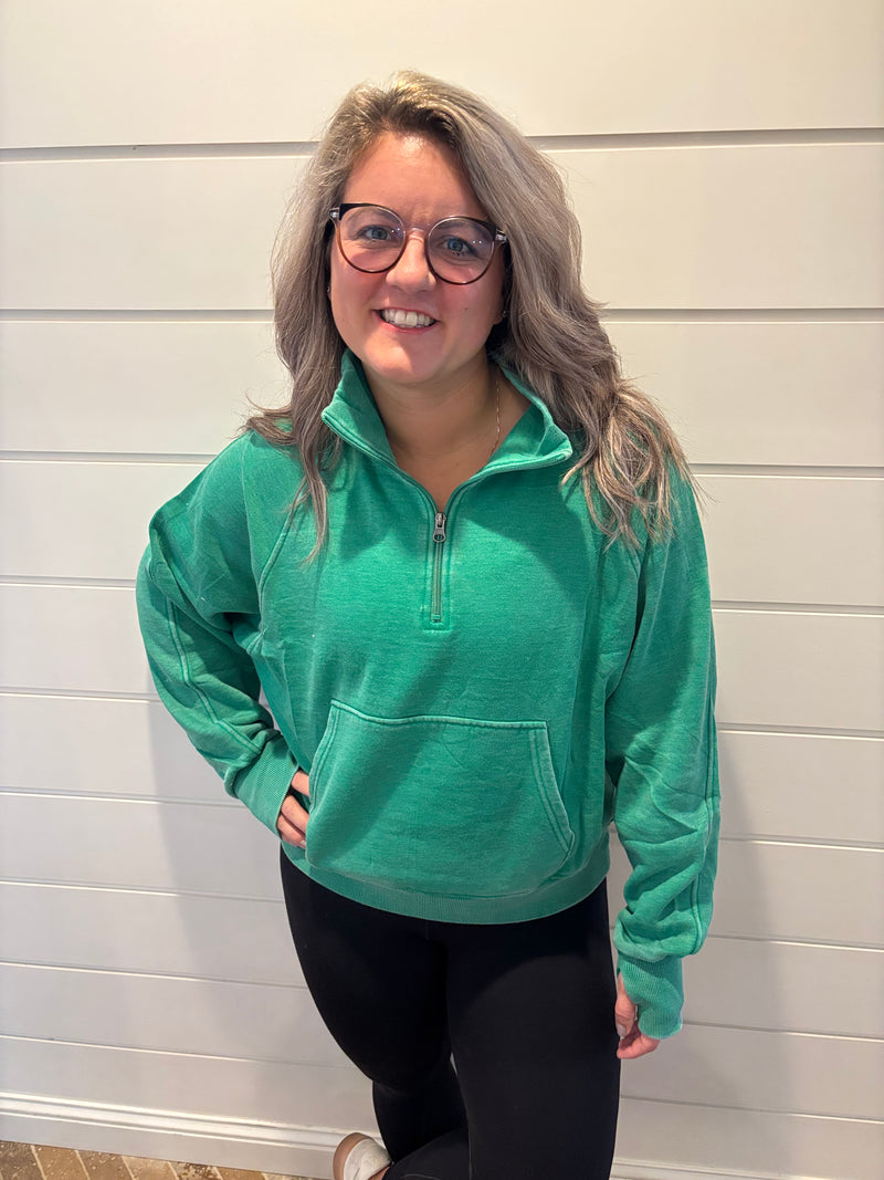 Green Quarter Zip Sweatshirt