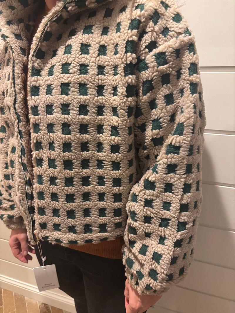 Checkered Gingham Sherpa Jacket