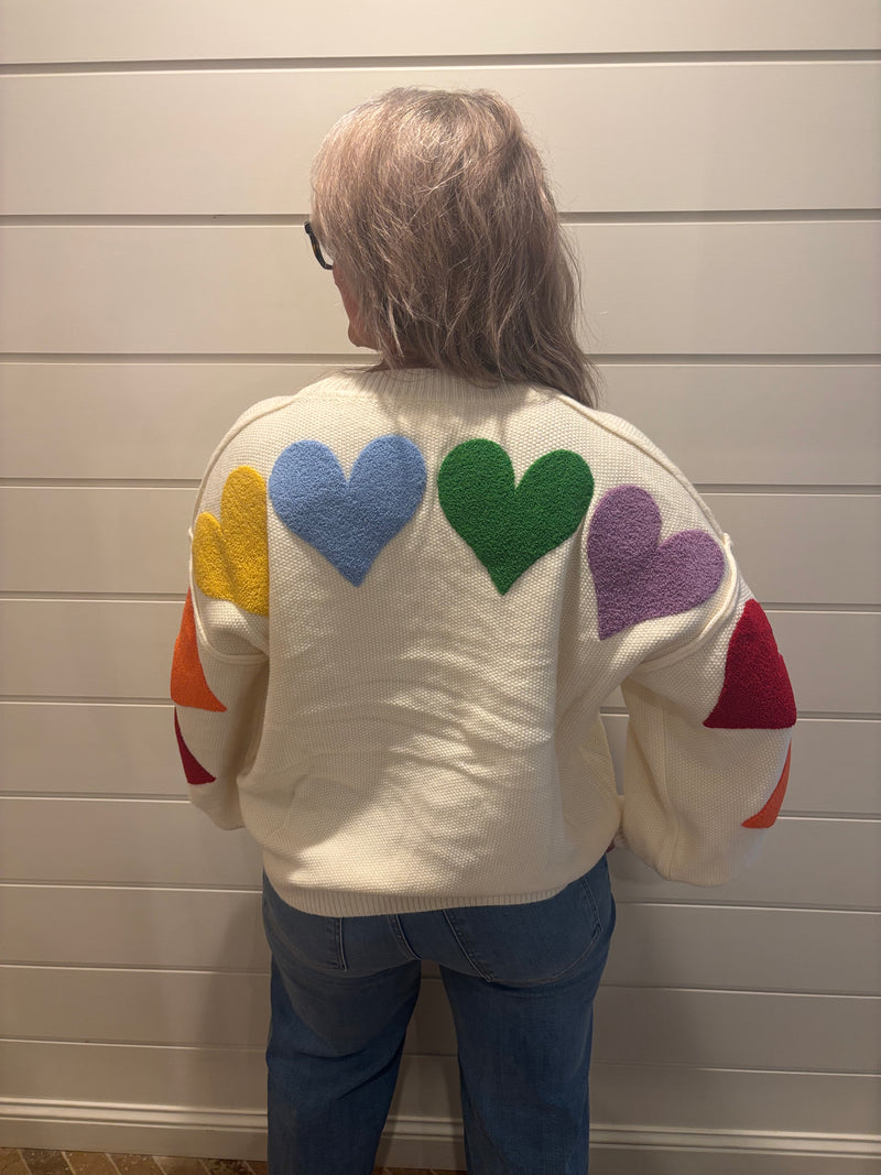 Rainbow Heart Shaped Patch Sweater