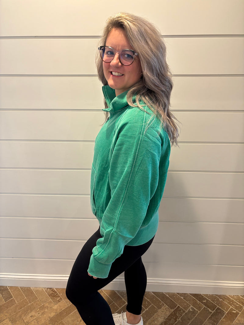 Green Quarter Zip Sweatshirt