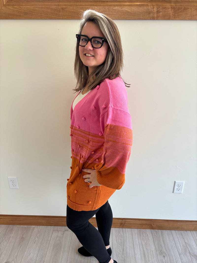 Pink and Orange Ombre Cardigan