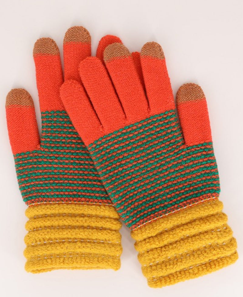Multi Color Knit Pattern Gloves