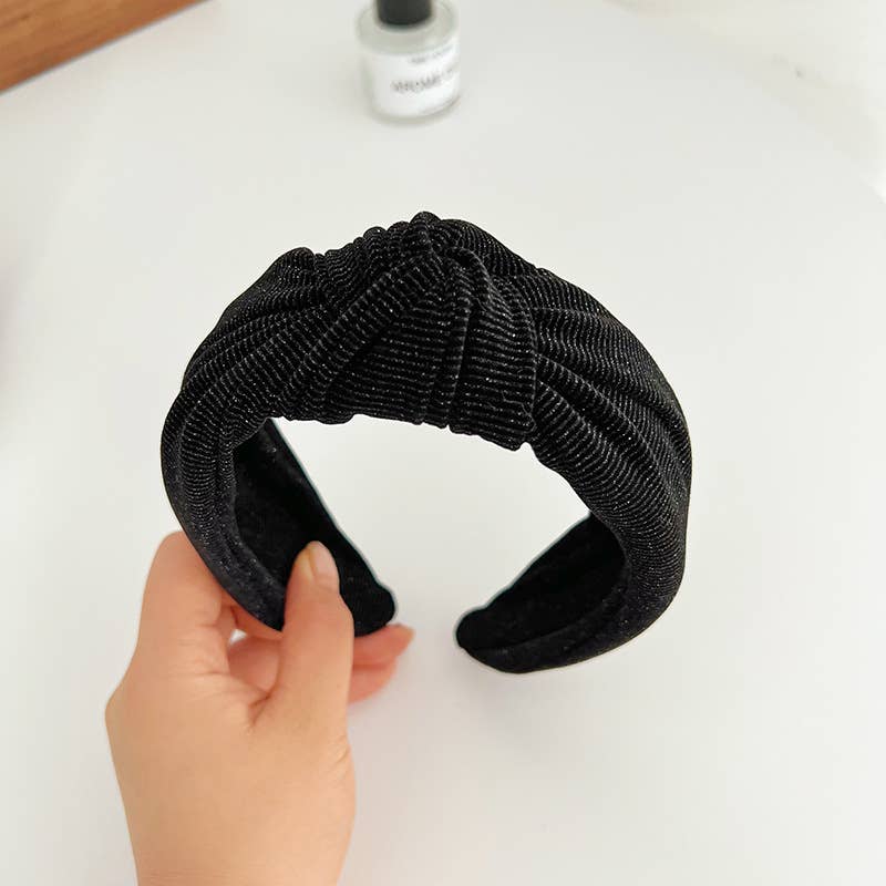 Holiday Corduroy Metallic Detail Wide Knot Headband