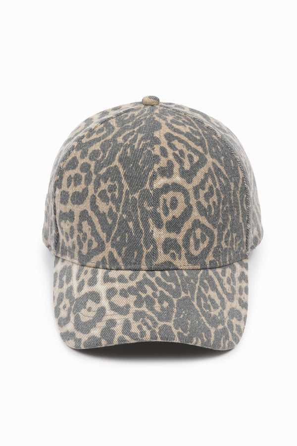 Washed Leopard Print 5 Panel Trucker Hat