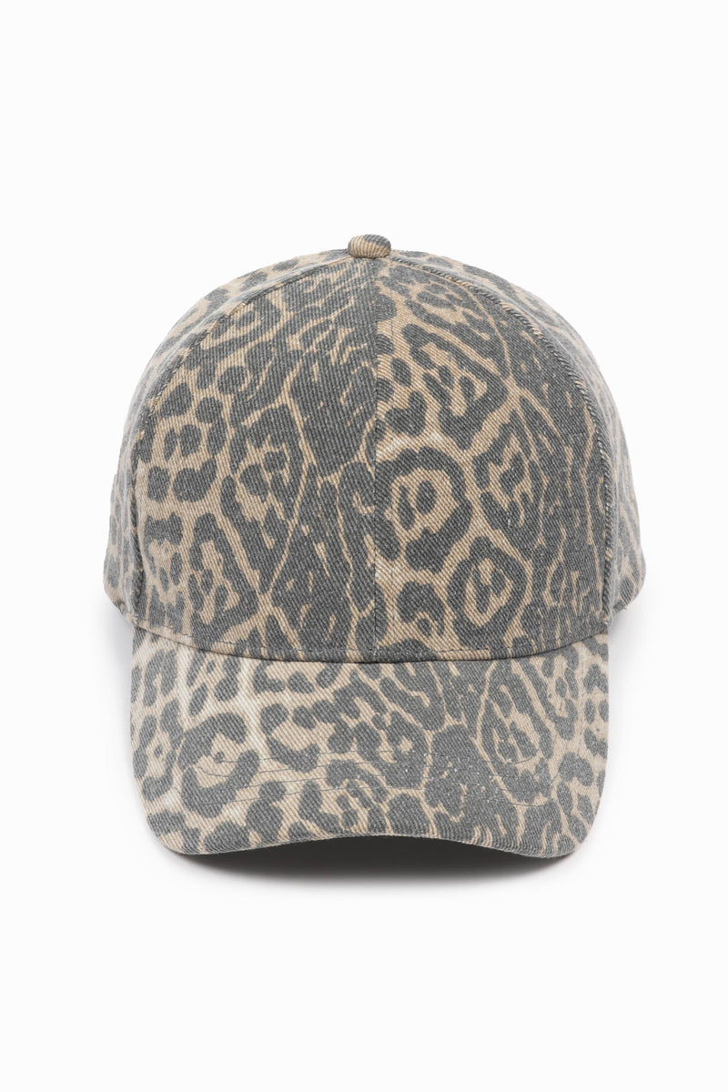 Washed Leopard Print 5 Panel Trucker Hat