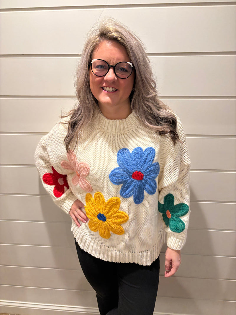 Flower Crochet Embroidery Sweater