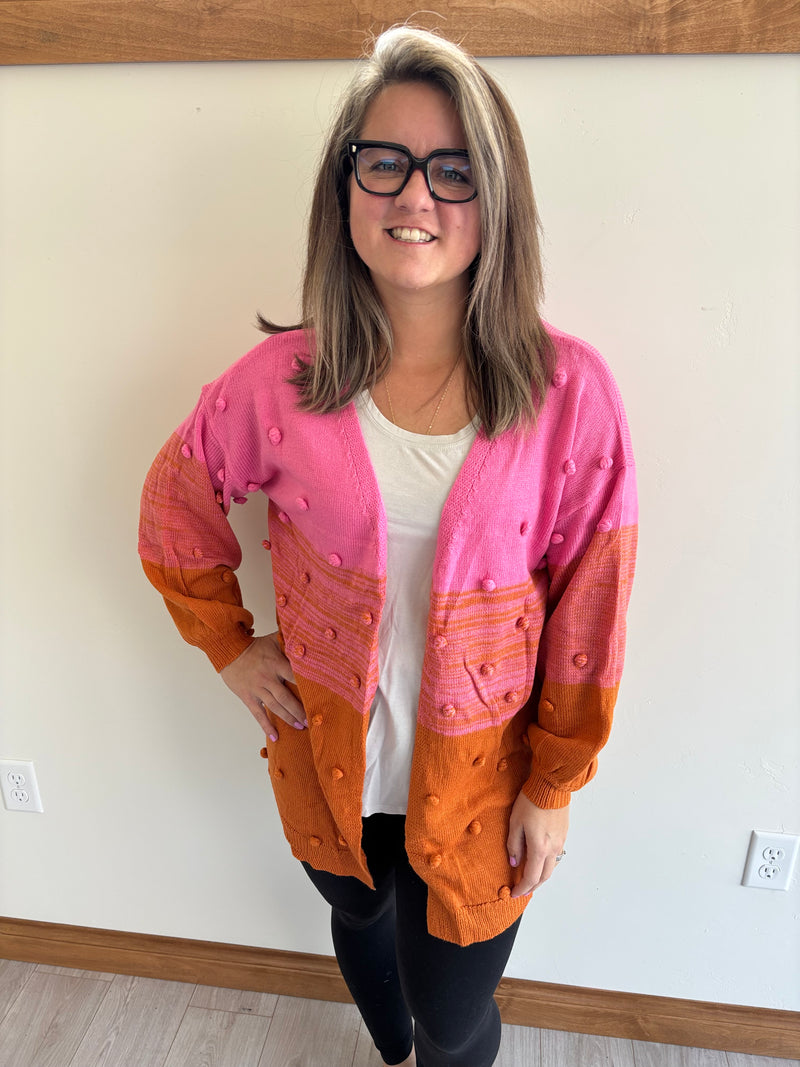 Pink and Orange Ombre Cardigan