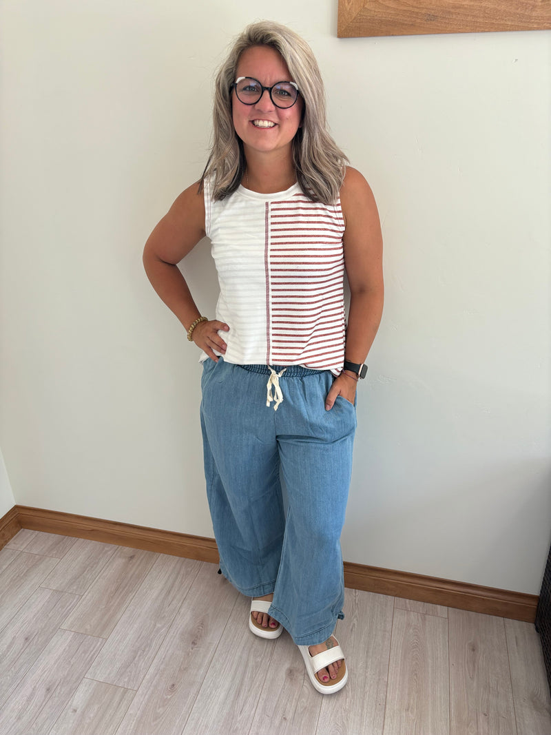 Stripe Colorblock Knit Tank Top