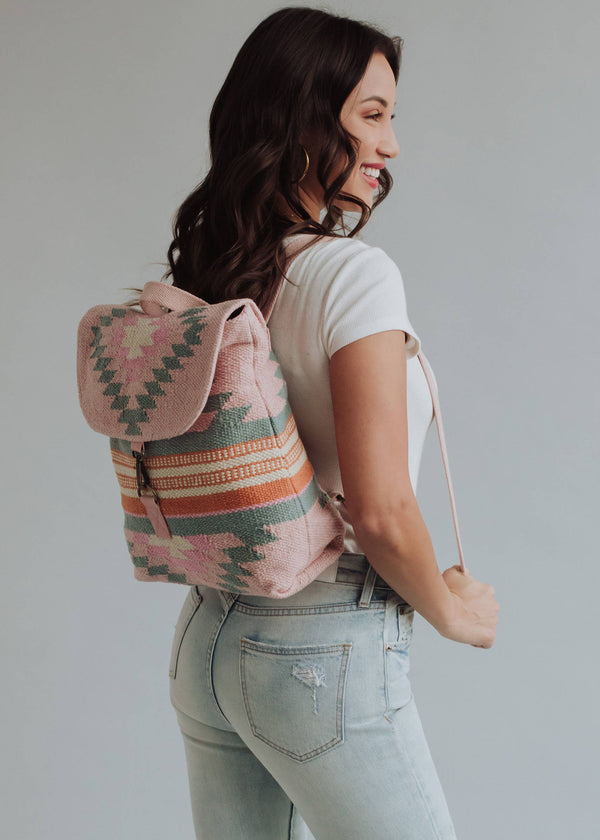 Pink, Orange & Slate Aztec Backpack